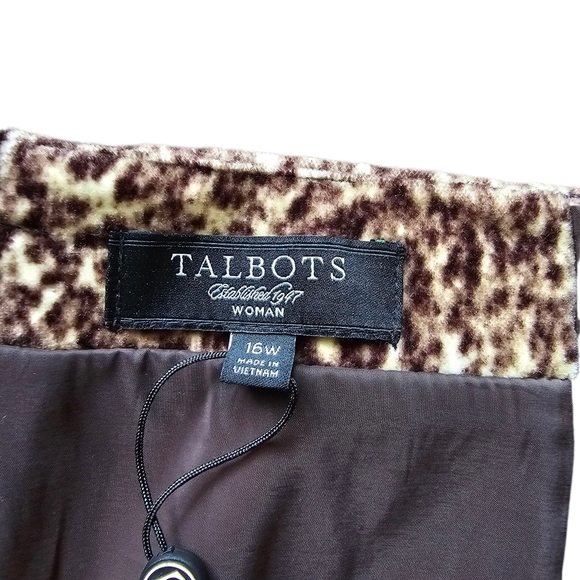 New Talbots Animal Cheetah Print Brown and Black 100% Cotton A-Line Skirt - Picture 2 of 5
